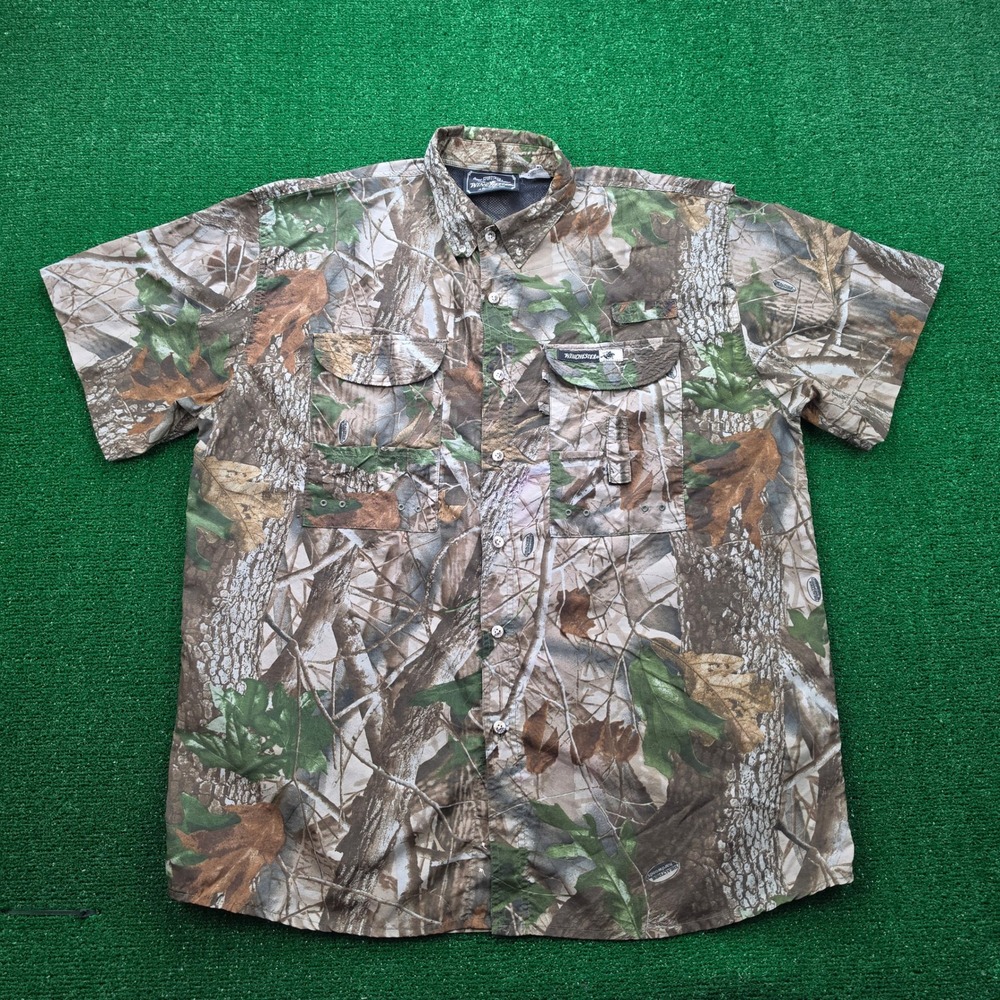 Winchester Rugged Sportsman Outdoors RealTree Camo Cape Back Shirt Mens‎ 2XL